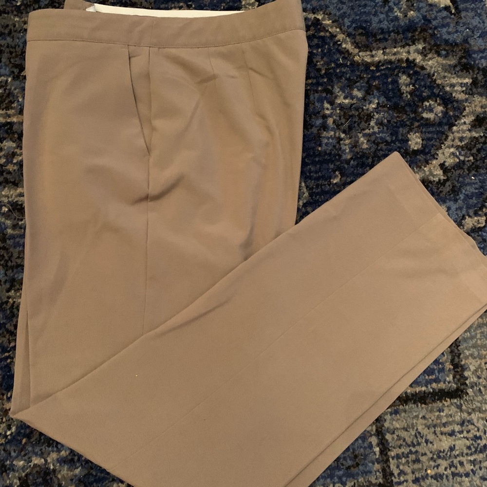 Cristopher & Banks wide leg tan khaki stretch dress pants trousers 10 TALL